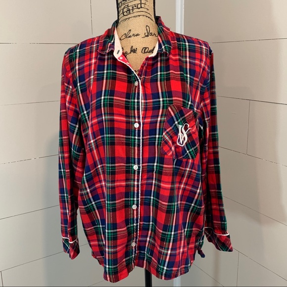 Victoria's Plaid Flanner Pajama Shirt - Picture 1 of 8